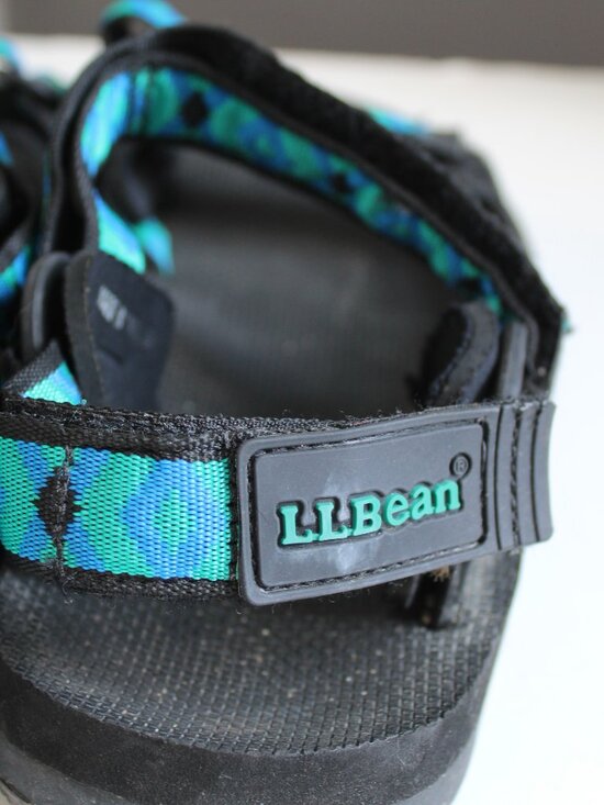 LL Bean Merrell Air Cushion Blue Green Outdoor Velcro Straps Sandals Mens sz 10